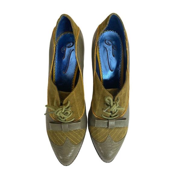 8.5 US 39.5 Eur Poetic License Force of Beauty Heel Shoes Women's Olive Green - Picture 2 of 8